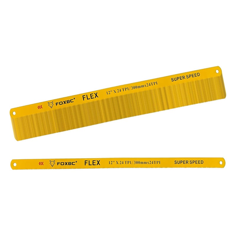 FOXBC Hacksaw Replacement Blade 12 inch 24 TPI, High Speed Hack Saw Blade Carbon Strength Steel, 10-Pack - Image 3